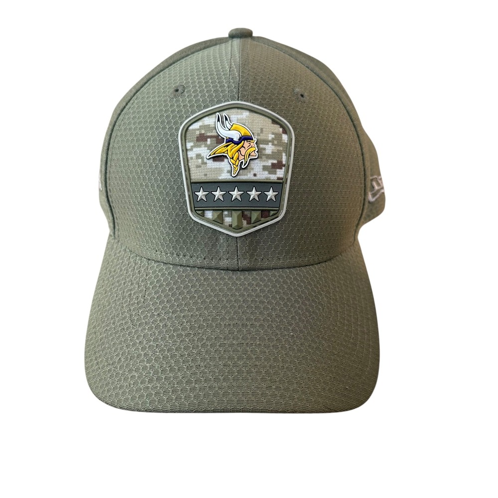 New Era Minnesota‎ Vikings NFL Camo Military Green Flex Fit Hat Medium Large